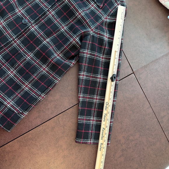 Chelsea & Camden Petites Plaid Wool Blend Blazer Jacket‎ Black Red White Size 6P - Picture 7 of 8